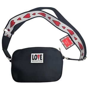 NWT Brighton The Love Essentials Black Red Heart Crossbody Bag